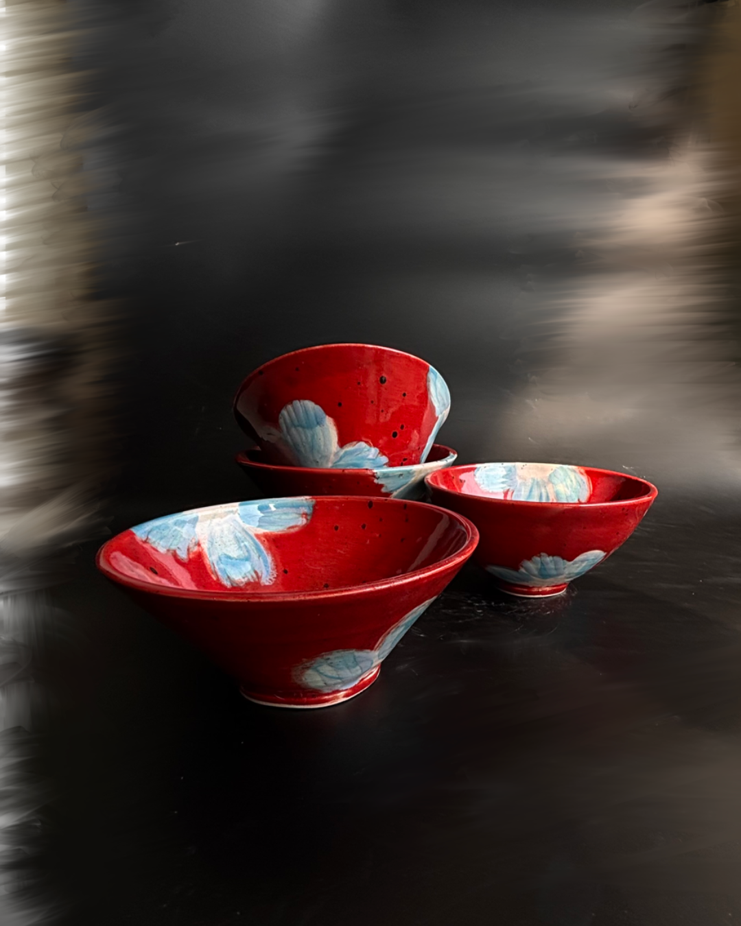 RED FLOWERY BOWLS